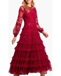 Needle & Thread - Blossom Long Sleeve Lace Ankle Gown - Lyst