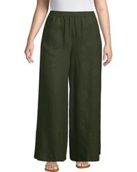 Lands' End - Plus Size Linen High Rise Palazzo Pants - Lyst