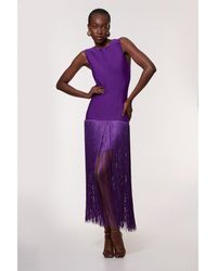 Karen Millen - Tassel Hem Knitted Dress - Lyst