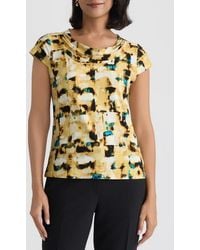 Kasper - Abstract Print Cowl Neck Top - Lyst