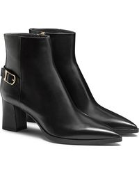 Santoni - Leather Mid-Heel Ankle Boot With Decorative Buckle - Lyst