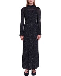 Maje - Raville Sequin Long Sleeve Knit Maxi Dress - Lyst