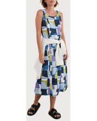 Seasalt Cornwall - Grass Wave Print Sleeveless Linen Midi Dress - Lyst