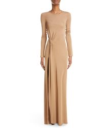 Saint Laurent - Twist Front Long Sleeve Jersey Gown - Lyst