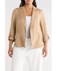 Kasper - Seamed Open Front Linen Blend Jacket - Lyst