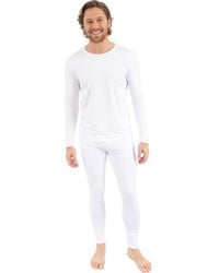 Leveret - Two-Piece Thermal Long Sleeve Solid Pajamas - Lyst