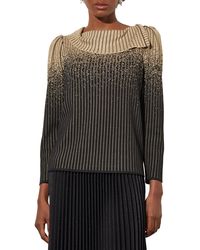 Ming Wang - Stripe Split Cowl Neck Sweater - Lyst
