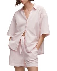 Mango - Short Sleeve Cotton & Linen Button-up Shirt - Lyst