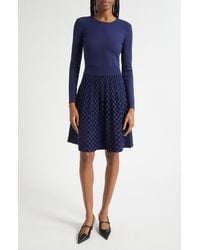 Emporio Armani - Velvet Check Long Sleeve Sweater Dress - Lyst