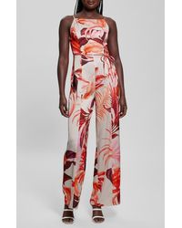 Guess - Sana Satin Tie Waist Jumpsuit - Lyst
