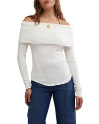Free People - Iris Off The Shoulder Long Sleeve Cotton Blend Knit Top - Lyst