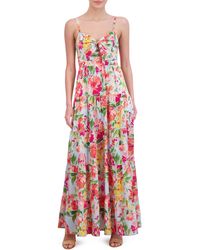 Eliza J - Floral Bow Front Tiered Maxi Dress - Lyst
