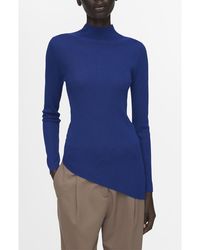 Mango - Asymmetric Hem Mock Neck Sweater - Lyst