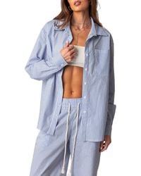 Edikted - Oversize Pinstripe Cotton Button-Up Shirt - Lyst