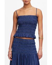 Madewell - Smocked Denim Tank Top - Lyst
