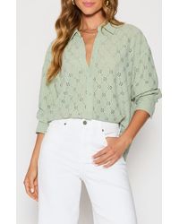 Vici Collection - Amber Eyelet Crepe Button-Up Shirt - Lyst