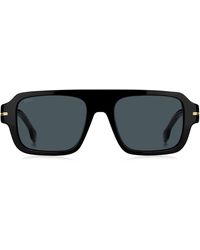 BOSS - Black-acetate Sunglasses With Signature Hardware - Lyst