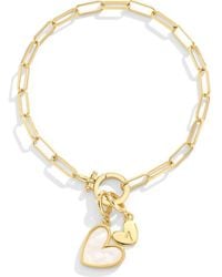 Mint & Lily - Mother Of Pearl Initial Heart Charm Bracelet - Lyst