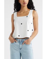 Open Edit - Square Neck Sleeveless Linen Blend Top - Lyst