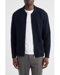 NN07 - Jonas 6398 Boiled Merino Wool Zip Cardigan - Lyst