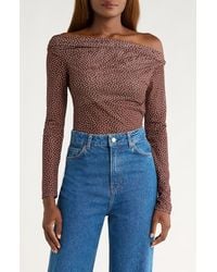 Reformation - Elio Polka Dot One-Shoulder Knit Top - Lyst