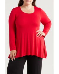24seven Comfort Apparel - Swing Asymmetric Hem Tunic Top - Lyst