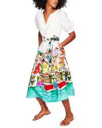 Boden - Print Puff Sleeve Midi Dress - Lyst
