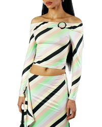 O'Dolly Dearest - The Toni Stripe Off The Shoulder Crop Top - Lyst