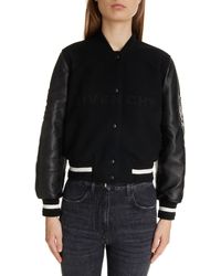 Givenchy - Regular Fit Leather & Wool Blend Crop Varsity Jacket - Lyst