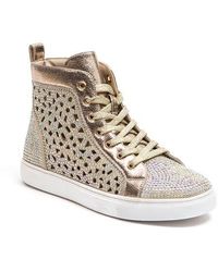 Lady Couture - Laser Cut High Top Sneaker With Rhinestones - Lyst