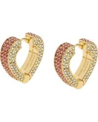 Kurt Geiger - Pavé Heart Huggie Earrings - Lyst