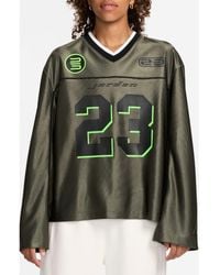 Nike - Oversize Long Sleeve V-Neck Jersey Top - Lyst