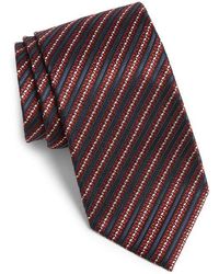 ZEGNA - Stripe Mulberry Silk Tie - Lyst