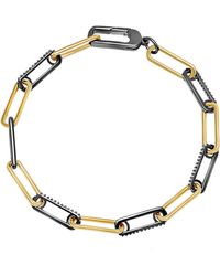 Crislu - Two-tone Cubic Zirconia Paperclip Chain Bracelet - Lyst