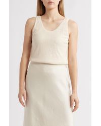 Anne Klein - Sequin Double Scoop Neck Mesh Tank - Lyst