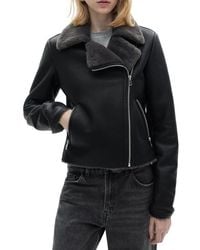 Mango - Faux Shearling & Faux Leather Moto Jacket - Lyst