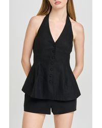 Wayf - Paloma Button-Up Peplum Halter Top - Lyst