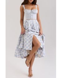 House Of Cb - Chiarina Gingham Stretch Cotton Midi Sundress - Lyst