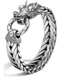 John Hardy Men's Naga Silver Dragon Head Bracelet On Fishtail Chain - Metallic