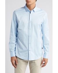 Stone Rose - Solid Blue Drytouch Performance Sateen Button-up Shirt - Lyst