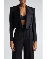Dolce & Gabbana - Wool Blend Crop Tuxedo Jacket - Lyst