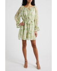 En Saison - Paloma Floral Print Long Sleeve Minidress - Lyst