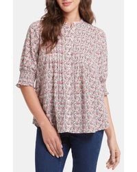 NYDJ - Pleated Peasant Blouse - Lyst