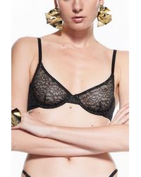 Mers Silk - Shiny Shimmery Lace Balconette Bra Underwire Unlined Luxury Support - Lyst