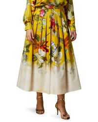 Marina Rinaldi - Abaco Placed Floral Print Cotton Skirt - Lyst