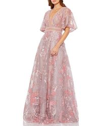 Mac Duggal - Embroidered Flounce Sleeve A-Line Gown - Lyst