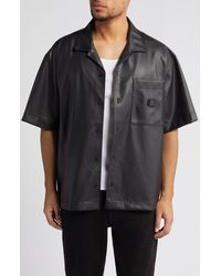 HUGO - Egeeno Oversize Short Sleeve Faux Leather Button-up Shirt - Lyst