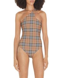 Burberry - Candace Check One-shoulder One-piece Swimsuit - Lyst