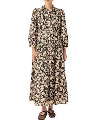 chinese dress ladies Puff Sleeve Midi Dress – English Factory main image 1