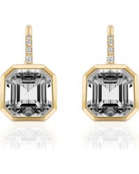 Goshwara - Gossip Asscher-Cut Semiprecious Stone & Diamond Drop Earrings - Lyst